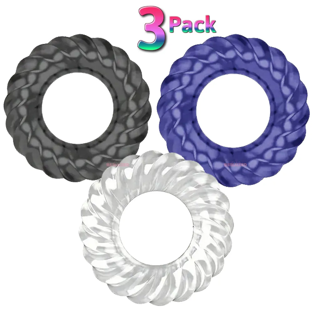 3 Cock Rings Thick Strong Stretchable Penis Balls Ring Couples Erection Enhancer