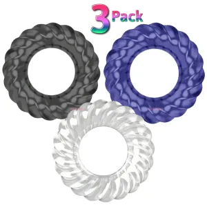 3 Cock Rings Thick Strong Stretchable Penis Balls Ring Couples Erection Enhancer