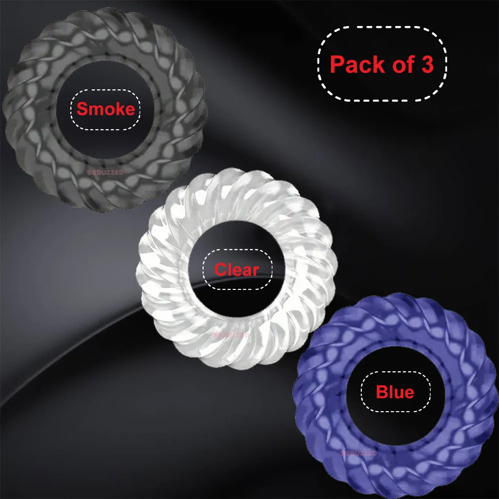 3 Cock Rings Thick Strong Stretchable Penis Balls Ring Couples Erection Enhancer