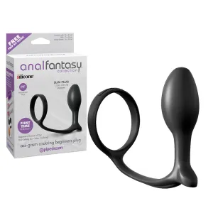 Anal Fantasy Collection Silicone Ass-Gasm Cock Ring Beginner's Plug Black