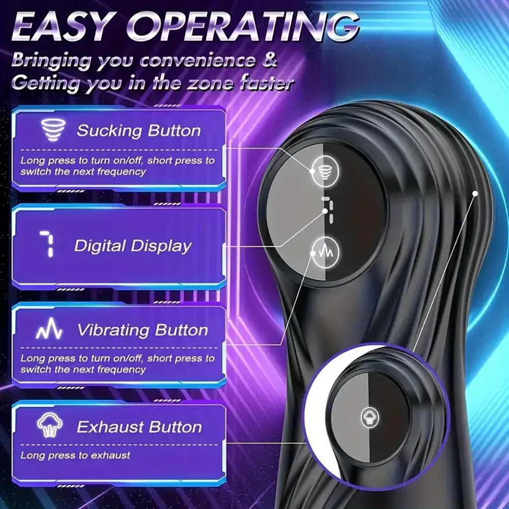 Automatic Sucking Vibrating 7 Modes Exhaust Male Masturbator