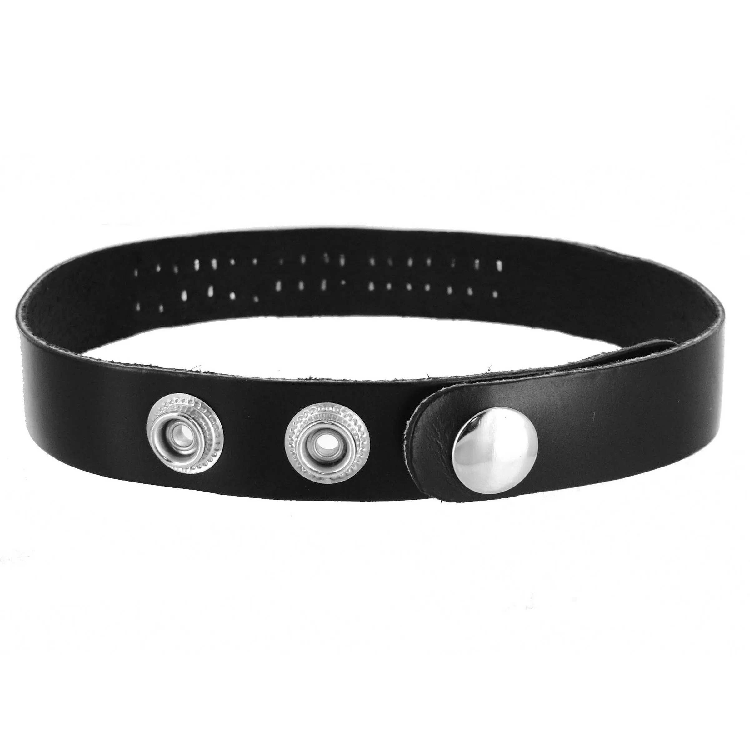 Black Leather Identification Collar with Steel Letters