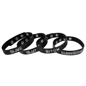 Black Leather Identification Collar with Steel Letters