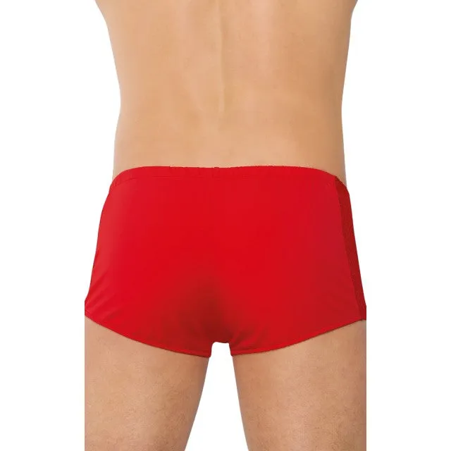 Boxeri sexy SOFTLINE Shorts 4515. lenjerie erotică pentru bărbați cu secțiune frontală din plasă. culoare roșu. mărime XL