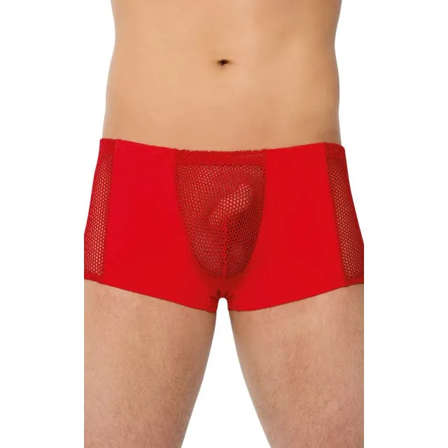Boxeri sexy SOFTLINE Shorts 4515. lenjerie erotică pentru bărbați cu secțiune frontală din plasă. culoare roșu. mărime XL