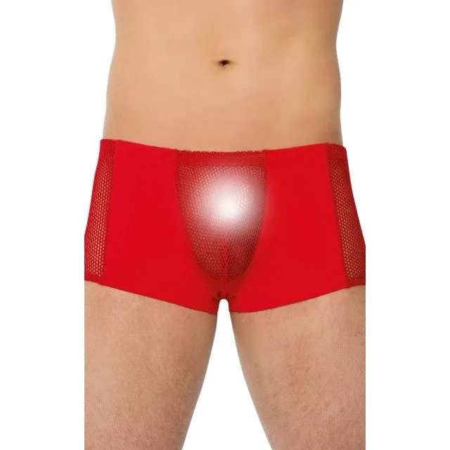 Boxeri sexy SOFTLINE Shorts 4515. lenjerie erotică pentru bărbați cu secțiune frontală din plasă. culoare roșu. mărime XL