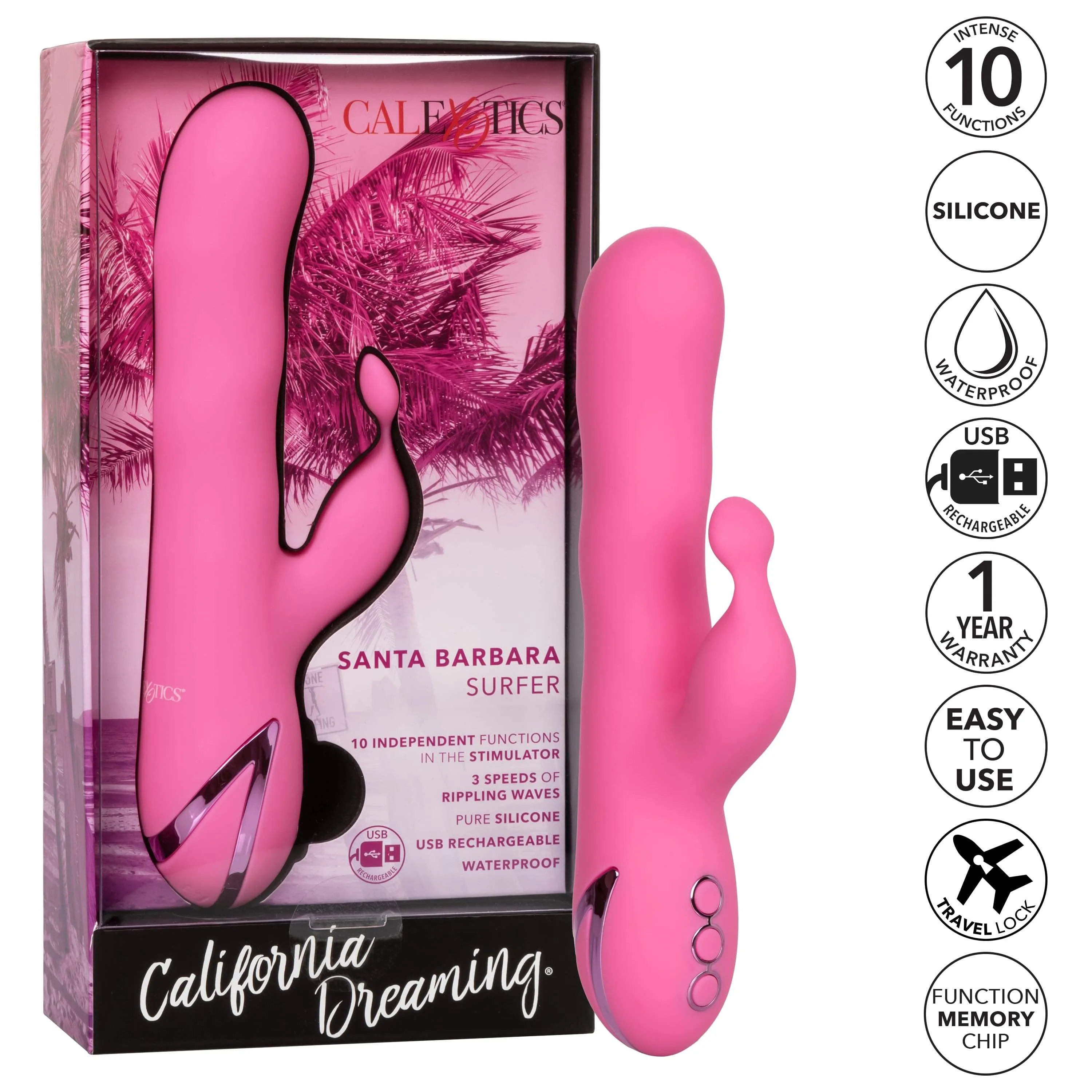California Exotics - California Dreaming Santa Barbara Surfer Rabbit Vibrator (Pink)