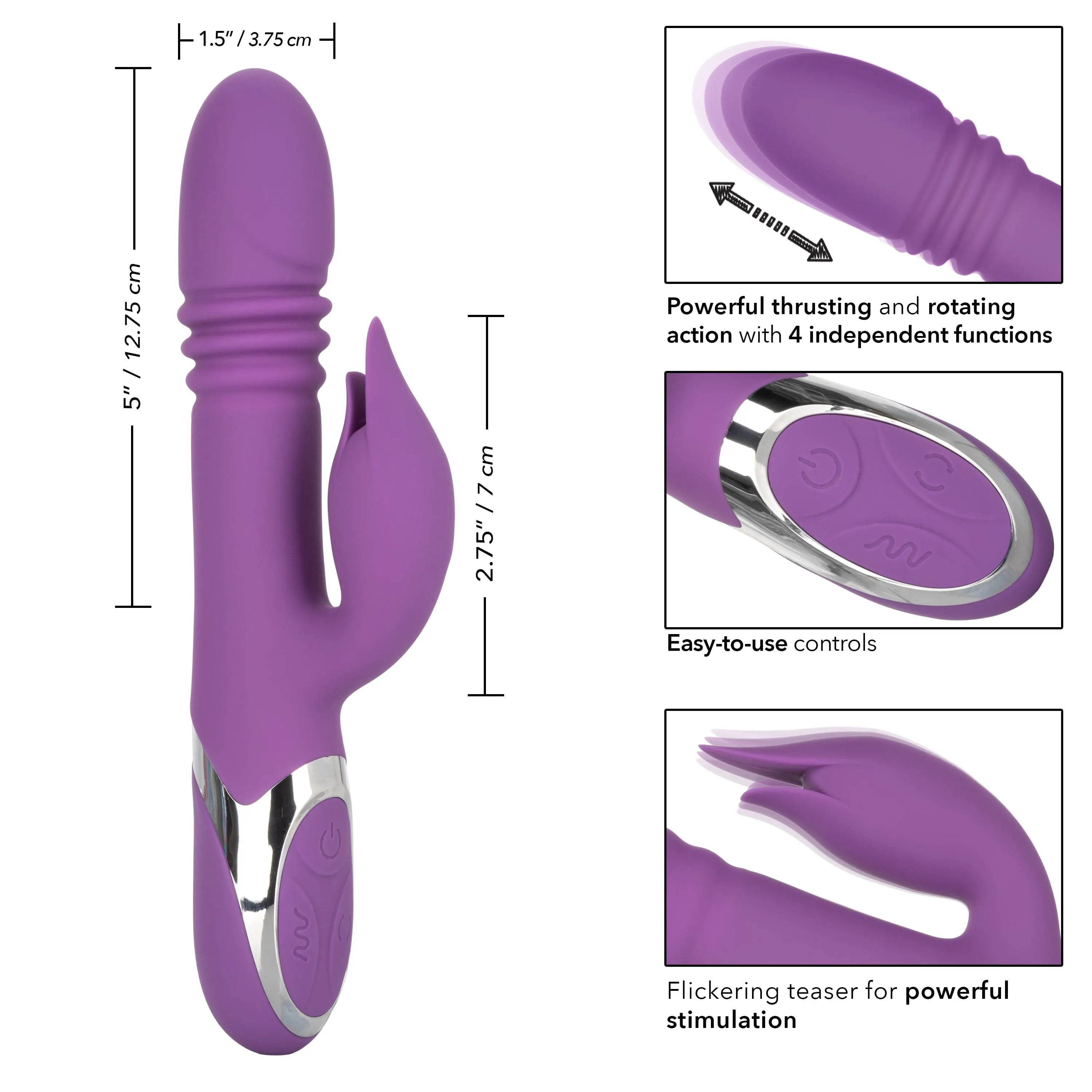California Exotics - Enchanted Kisser Thrusting Rabbit Vibrator (Purple)