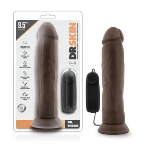 Dr. Skin Dr. Throb Realistic 9.5 in. Vibrating Dildo Brown