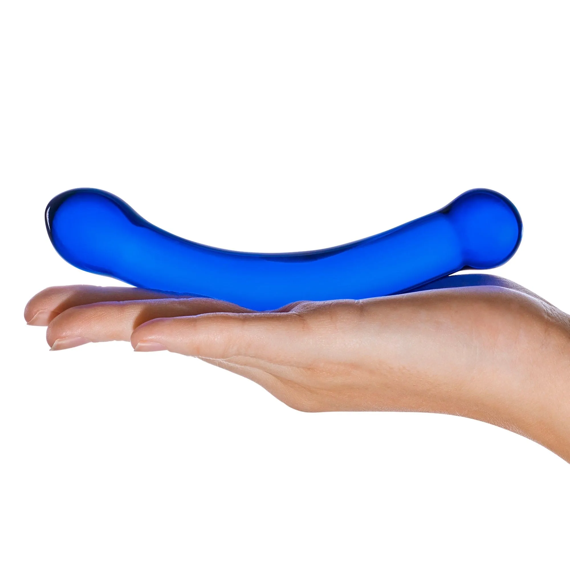 Glas - Curved G Spot Hand Blown Glass Dildo 6 (Blue)