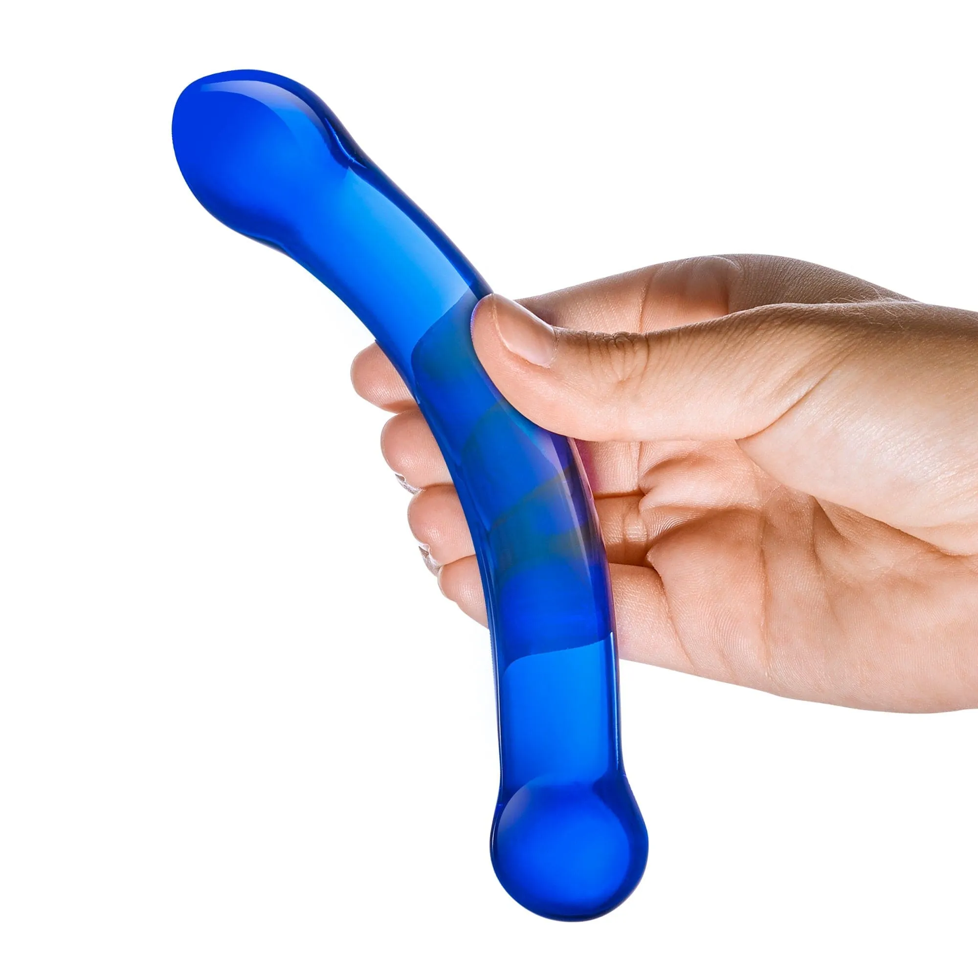 Glas - Curved G Spot Hand Blown Glass Dildo 6 (Blue)