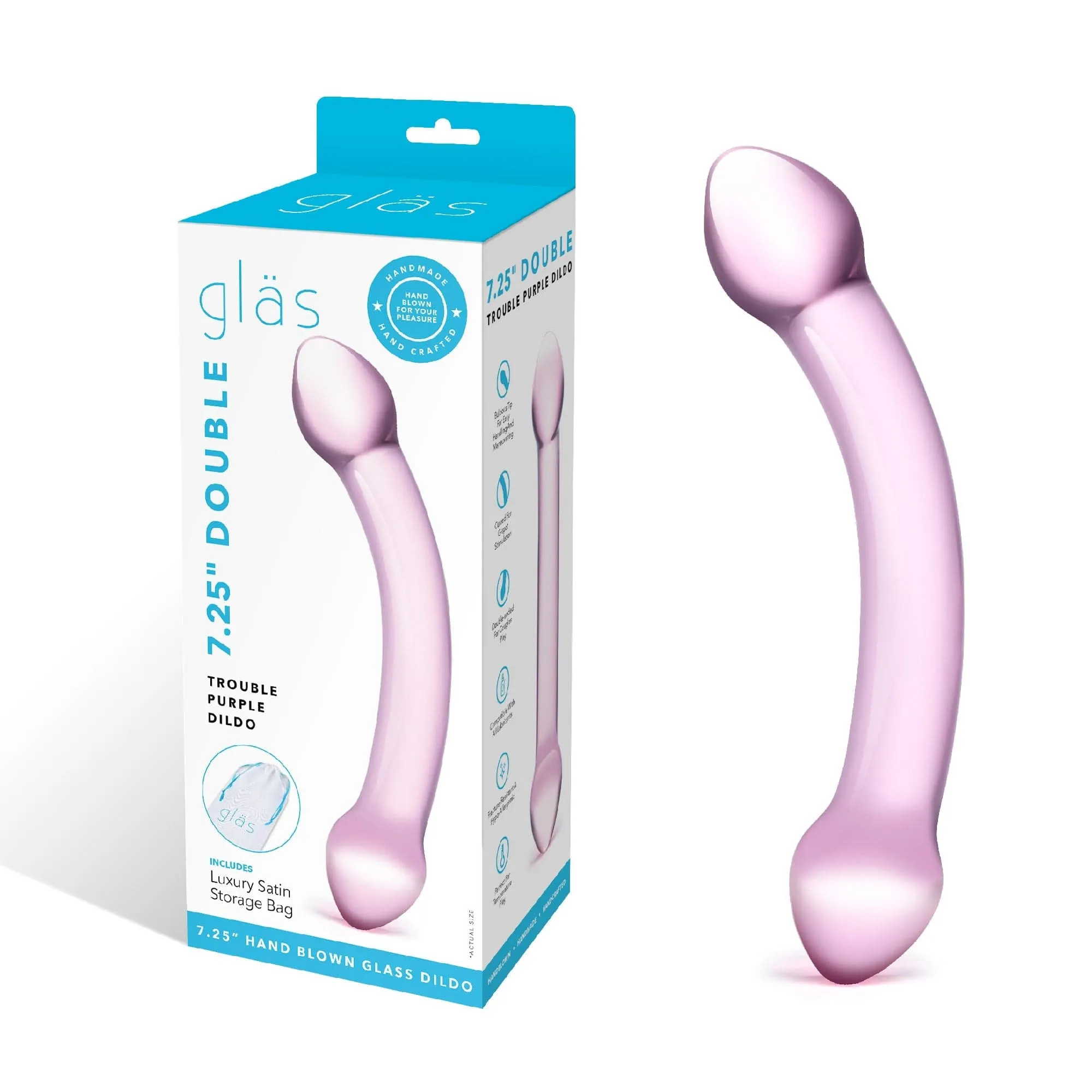 Glas - Double Trouble Hand Blown Glass Dildo 7.25 (Purple)