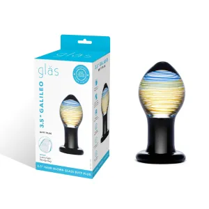 Glas - Galileo Hand Blown Glass Butt Plug 3.5 (Black/Clear)