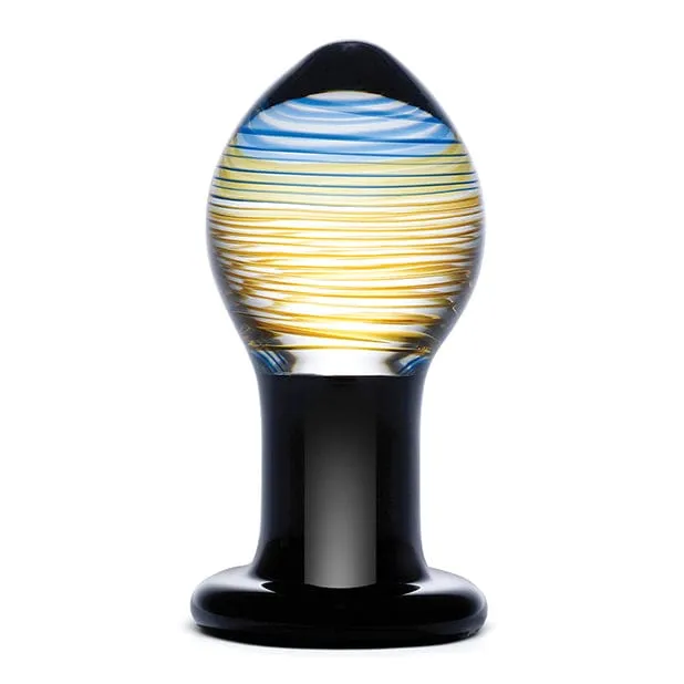 Glas - Galileo Hand Blown Glass Butt Plug 3.5 (Black/Clear)