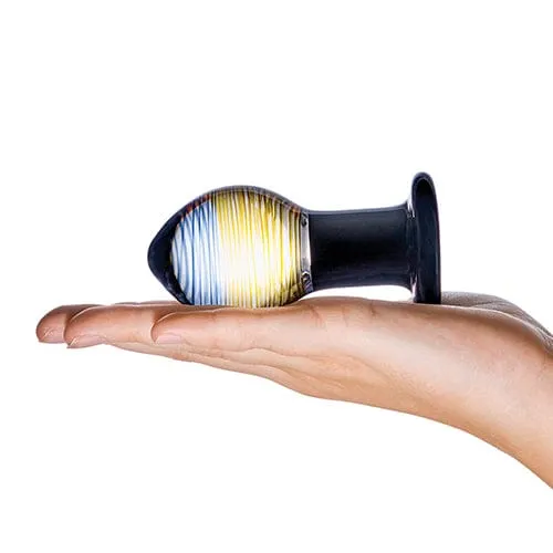 Glas - Galileo Hand Blown Glass Butt Plug 3.5 (Black/Clear)
