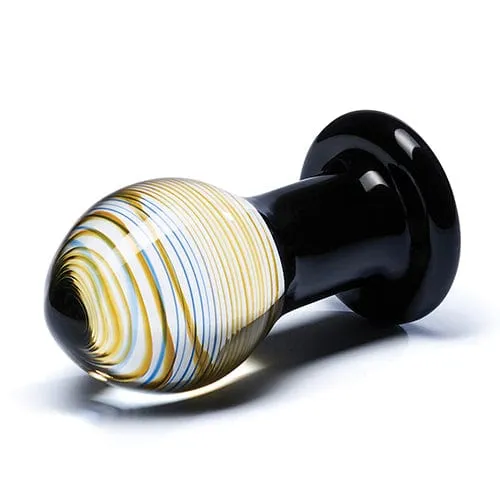 Glas - Galileo Hand Blown Glass Butt Plug 3.5 (Black/Clear)