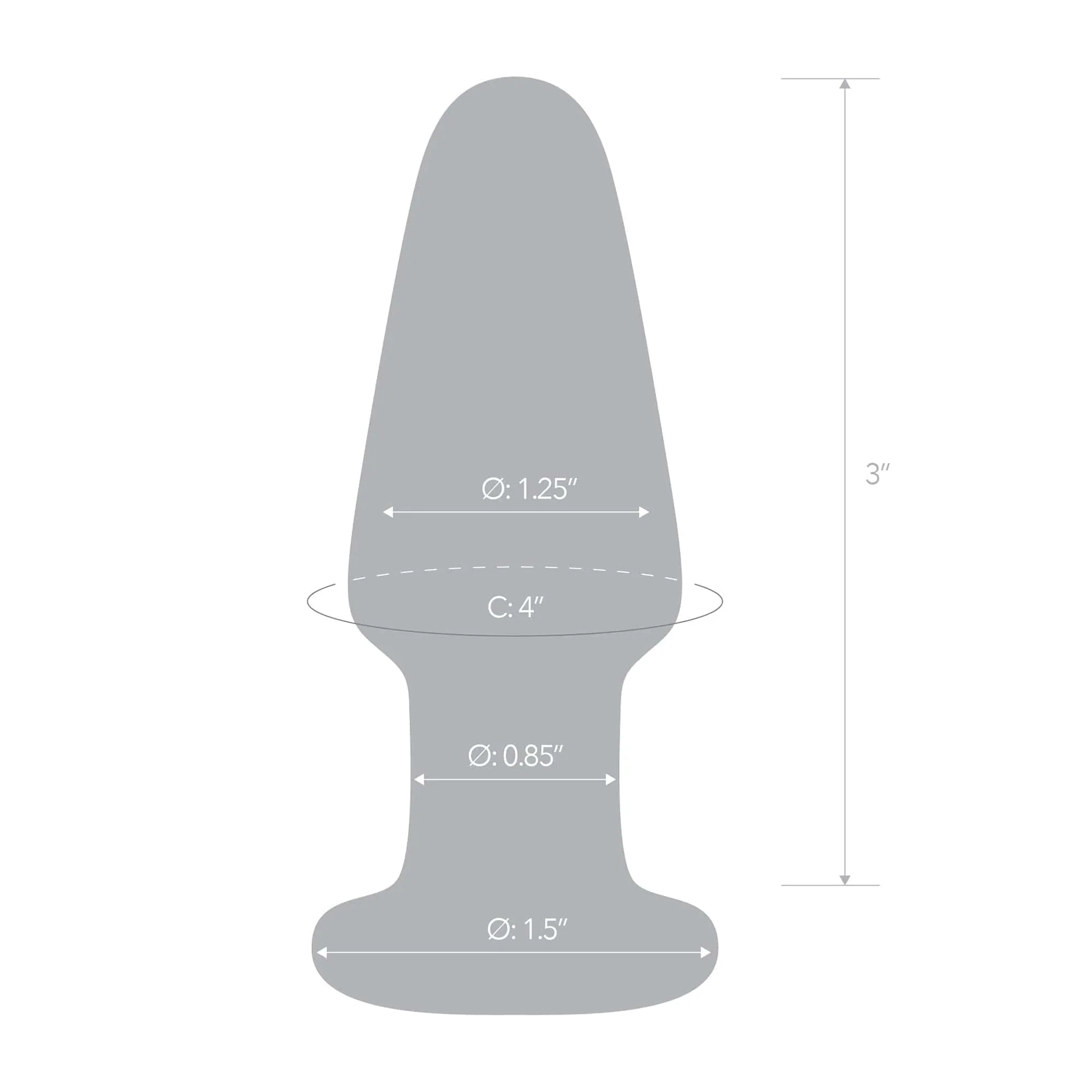 Glas - Glass Butt Plug Hand Blown Glass Dildo 3.5 (Clear)