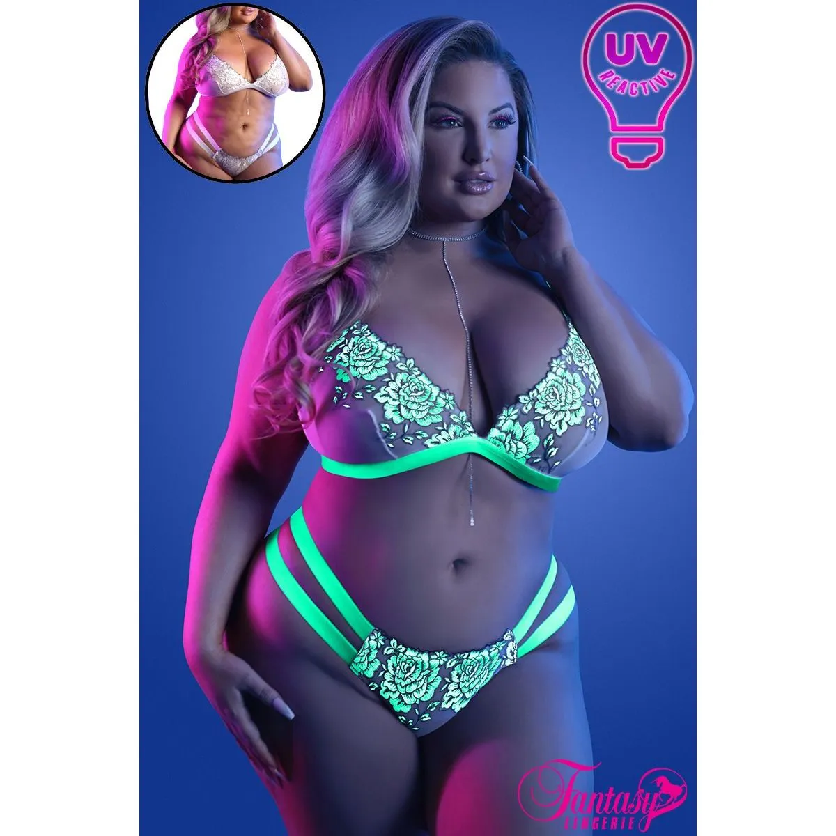 Glow Lace Bra and Panty Set by Fantasy Lingerie