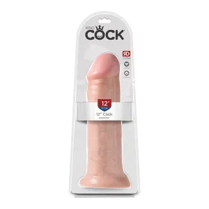 King Cock 12 in. Cock Realistic Dildo With Suction Cup Beige
