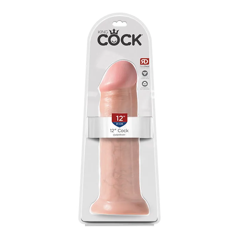 King Cock 12 in. Cock Realistic Dildo With Suction Cup Beige