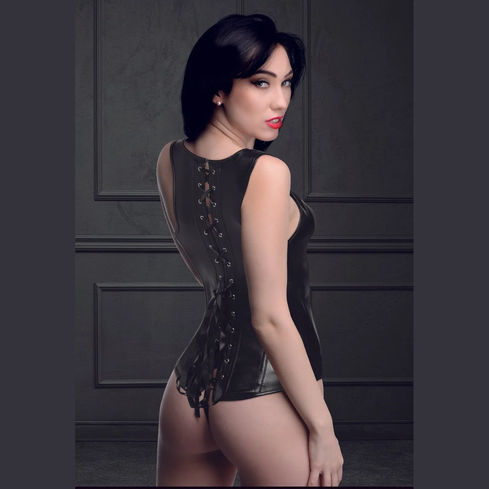Lace-up Corset And Thong