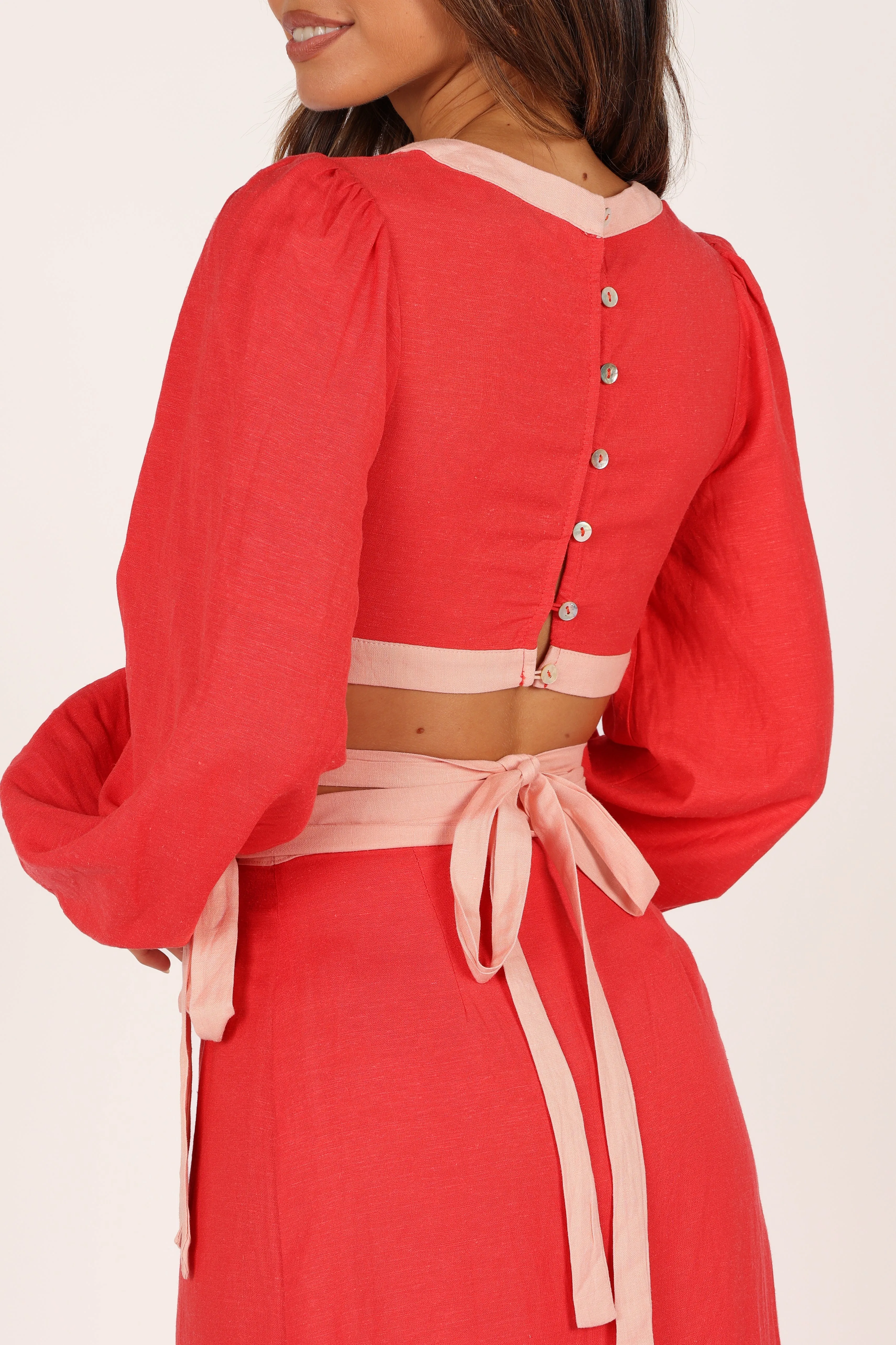 Maya Wrap Skirt Set - Red
