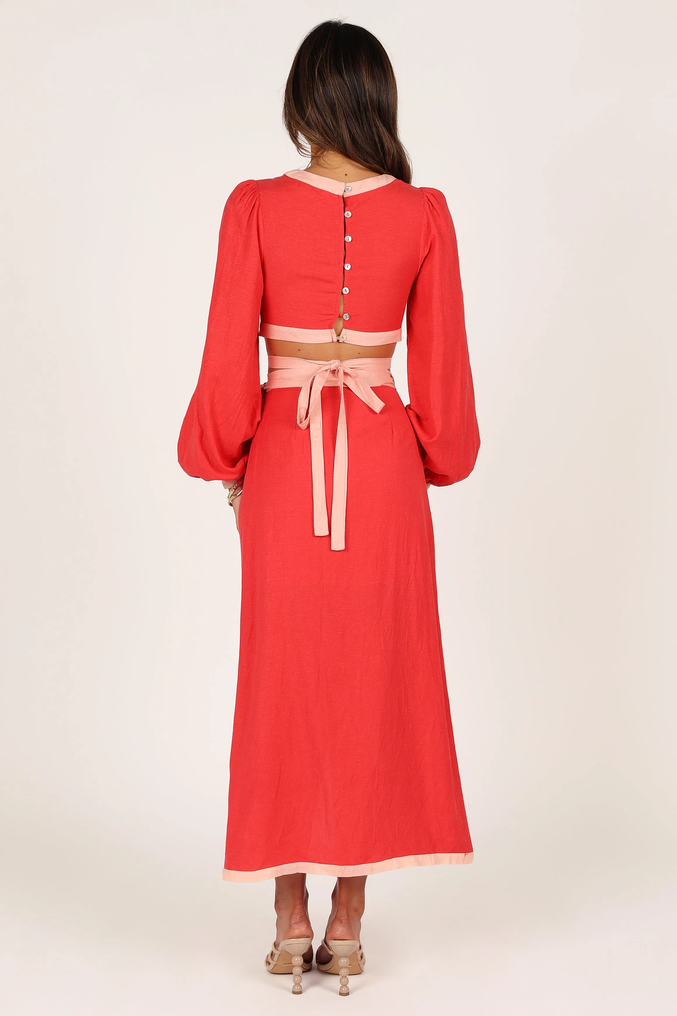 Maya Wrap Skirt Set - Red