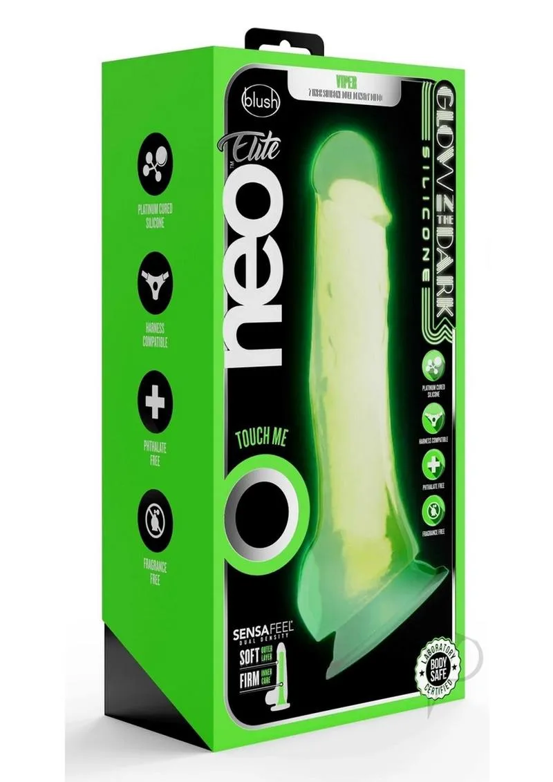 Neo Elite Gitd Dd Cock W/balls 7.5 Grn