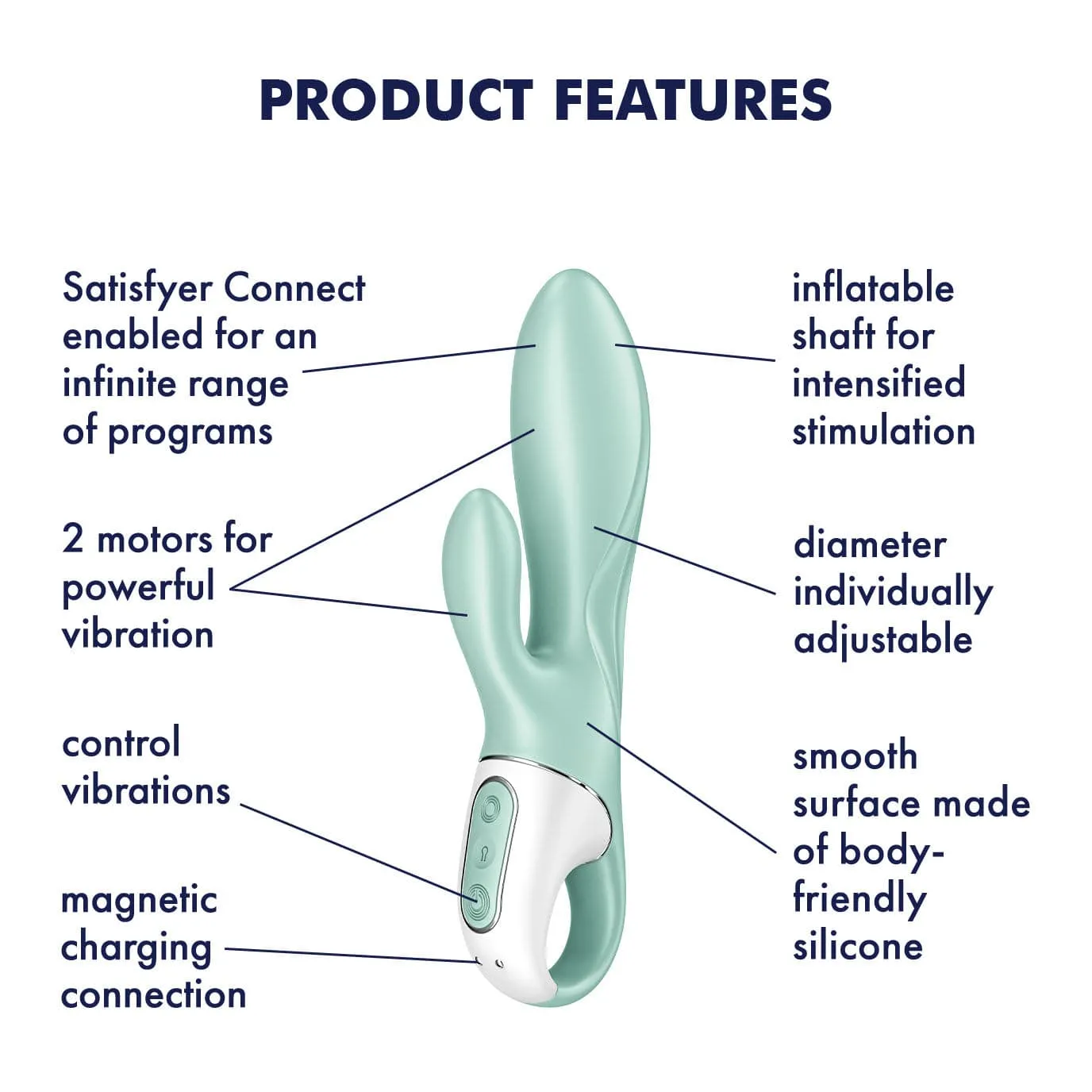 Satisfyer - Air Pump App-Controlled Air Pump Bunny 5 Rabbit Vibrator (Turquoise)