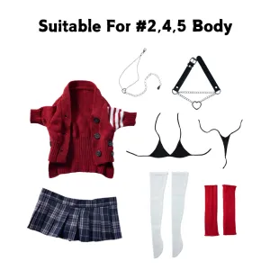 Sex Doll Clothing Red Uniform Set Sexy Lingerie Anime Cosplay (For #2.4.5 body)
